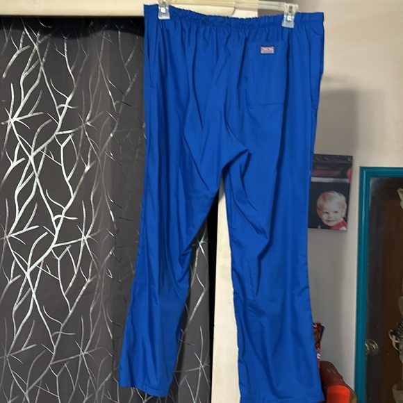 Royal blue uniform pants, elastic waist tie, front barely worn size med - Picture 2 of 2